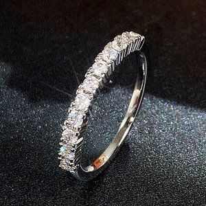 925 Silver Plated Round Rectangle Diamond CZ Rings For Women, HA4582-6